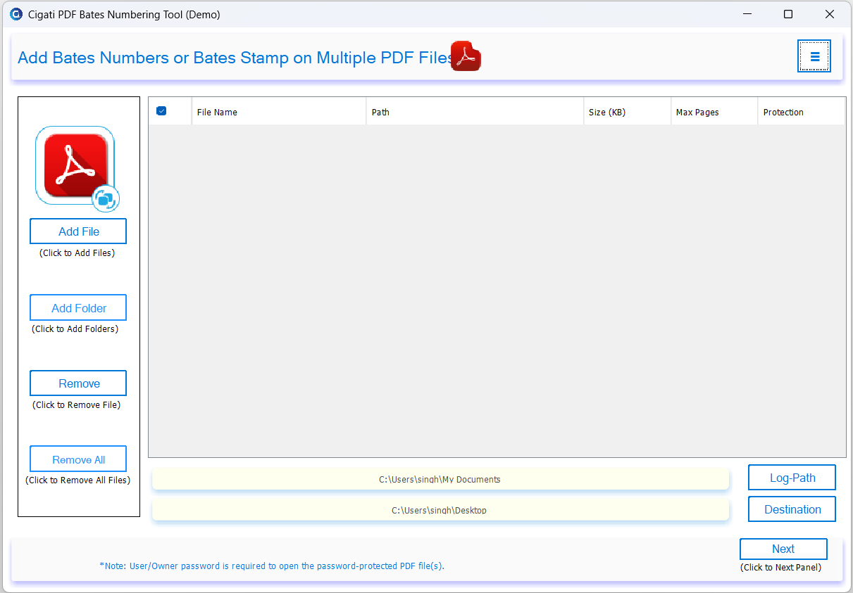 Cigati PDF Bates Numbering Tool