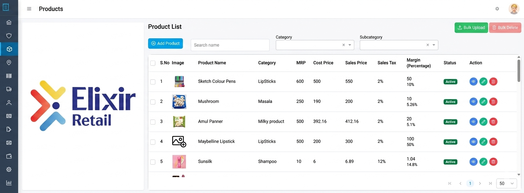 Products Listing Dash Board
