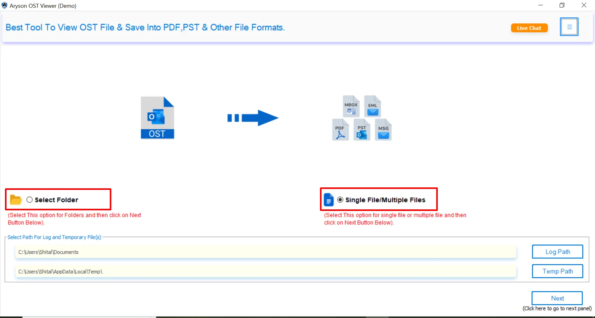 Aryson OST Viewer Tool screenshot