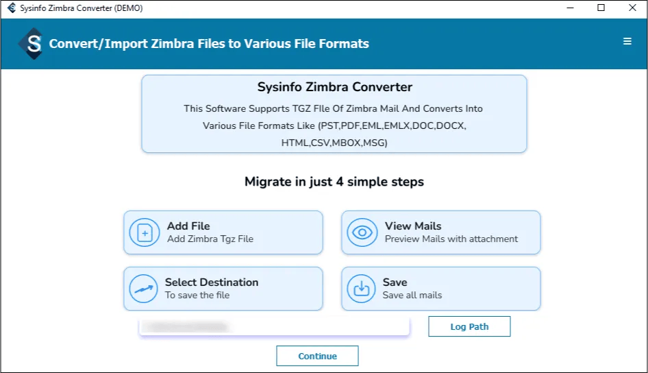 SysInfo Zimbra Converter screenshot