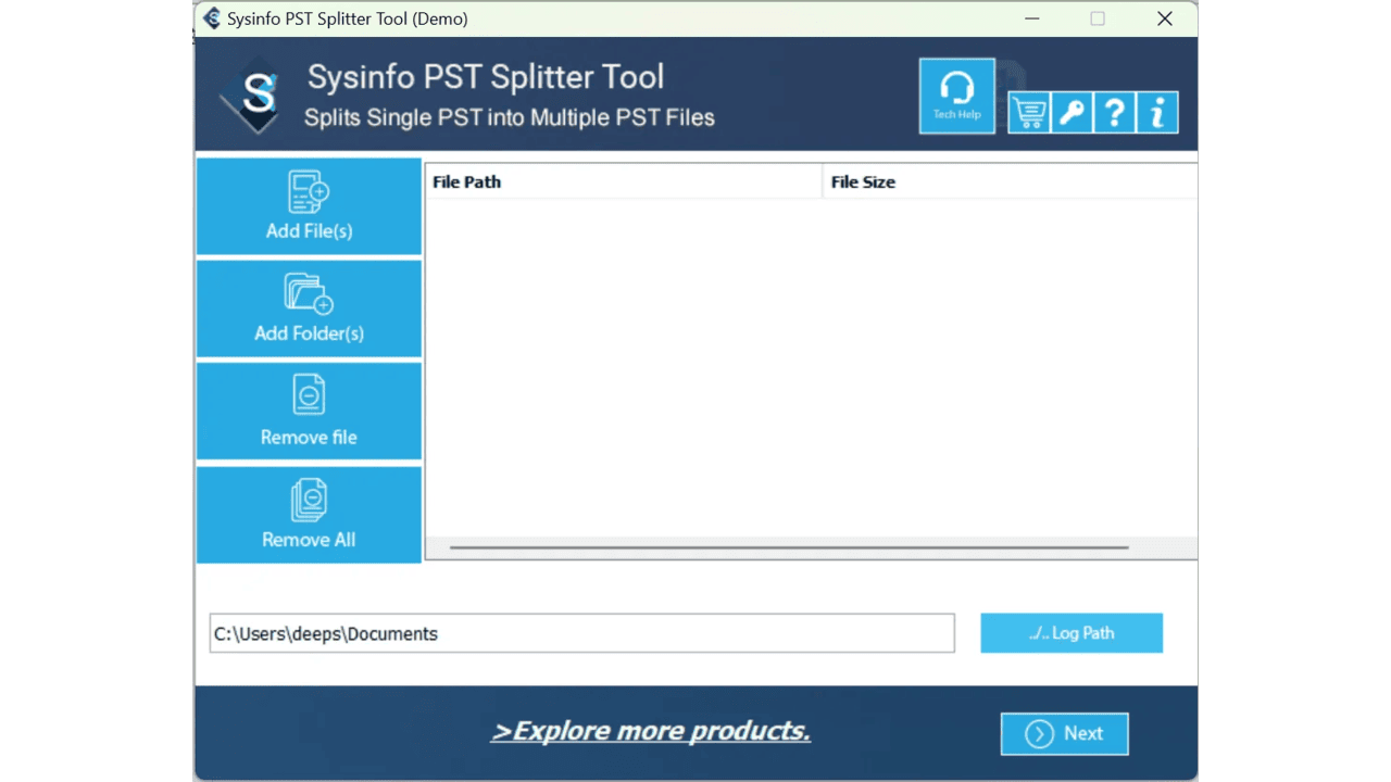 Sysinfo PST Split Tool screenshot