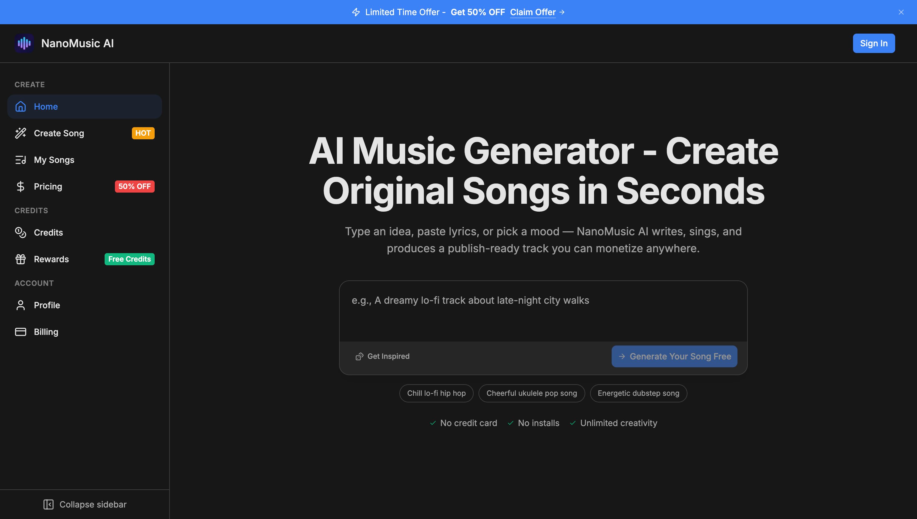 NanoMusic AI screenshot