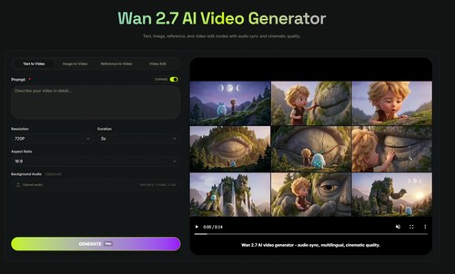 XMK-Wan 2.7 AI Video Generator screenshot
