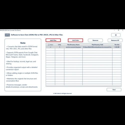 DRS Softech JSON to PDF Converter