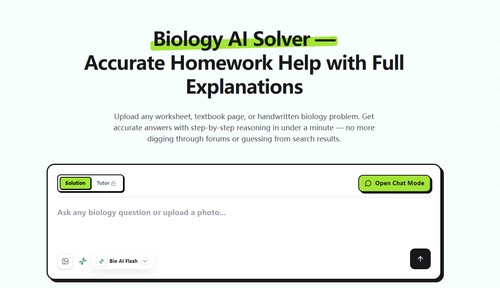 Biology AI Solver delivers instant, step-by-step biology solutions across biology.