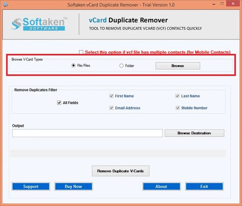 WholeClear vCard Duplicate Remover screenshot