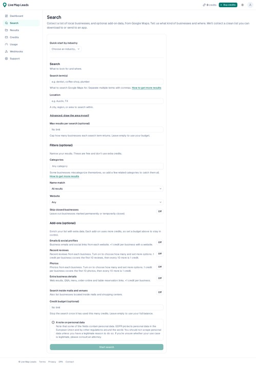 search / filters builder