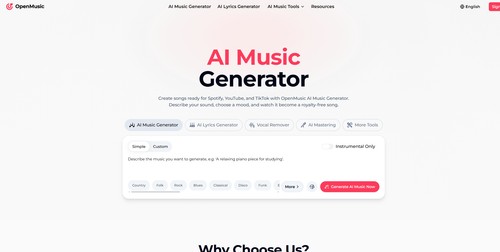 OpenMusic AI screenshot
