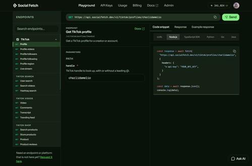 Test our API in the playground