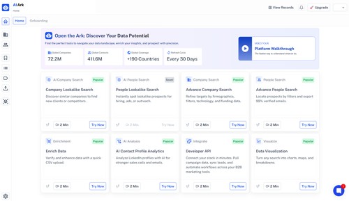 Prospect from one of the most complete B2B datasets available — 72M+ companies and 411M+ contacts across 190+ countries, refreshed every 30 days.
