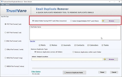 TrustVare EML Duplicate Remover screenshot