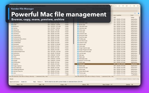 Dual-pane native macOS file manager for fast Finder replacement workflows, previews, copy/move actions, archives, and remote files.
