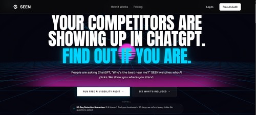 Seen AI gets local trade businesses named by AI search engines like ChatGPT and Perplexity when customers ask for a local pro.