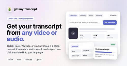 getanytranscript.com screenshot