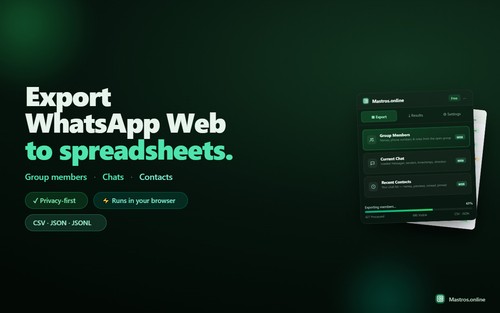 Mastros - Whatsapp https://chromewebstore.google.com/detail/mastros-%E2%80%94-whatsapp-member/jbapmlnmhkmjpdngnfopoilnpkecjhgp