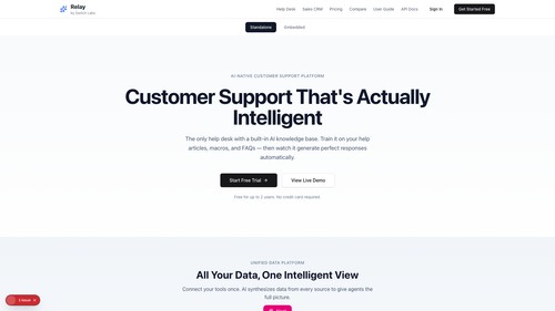 Relay AI-native customer support platform and help desk workspace.