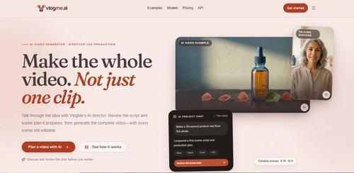 VlogMe AI platform overview showing its AI video, avatar, image, voice and content creation capabilities.