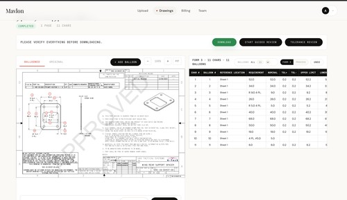 Engineering drawing analysis and tolerance interpretation