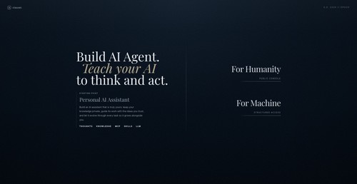 Clauxel homepage screenshot showing the AI reasoning and action hub.
