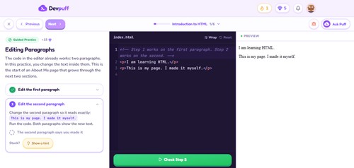 Main Learning Interface
