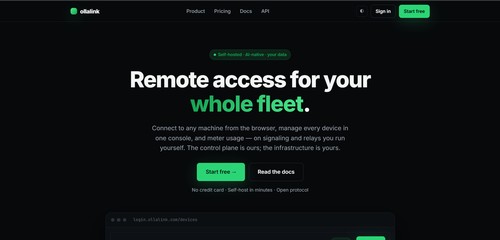 OllaLink provides self-hosted, AI-native remote access for managing an entire fleet of machines. Users can connect to remote devices directly from the