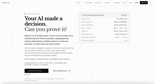 Nexart Your AI made a decision. Can you prove it screenshot