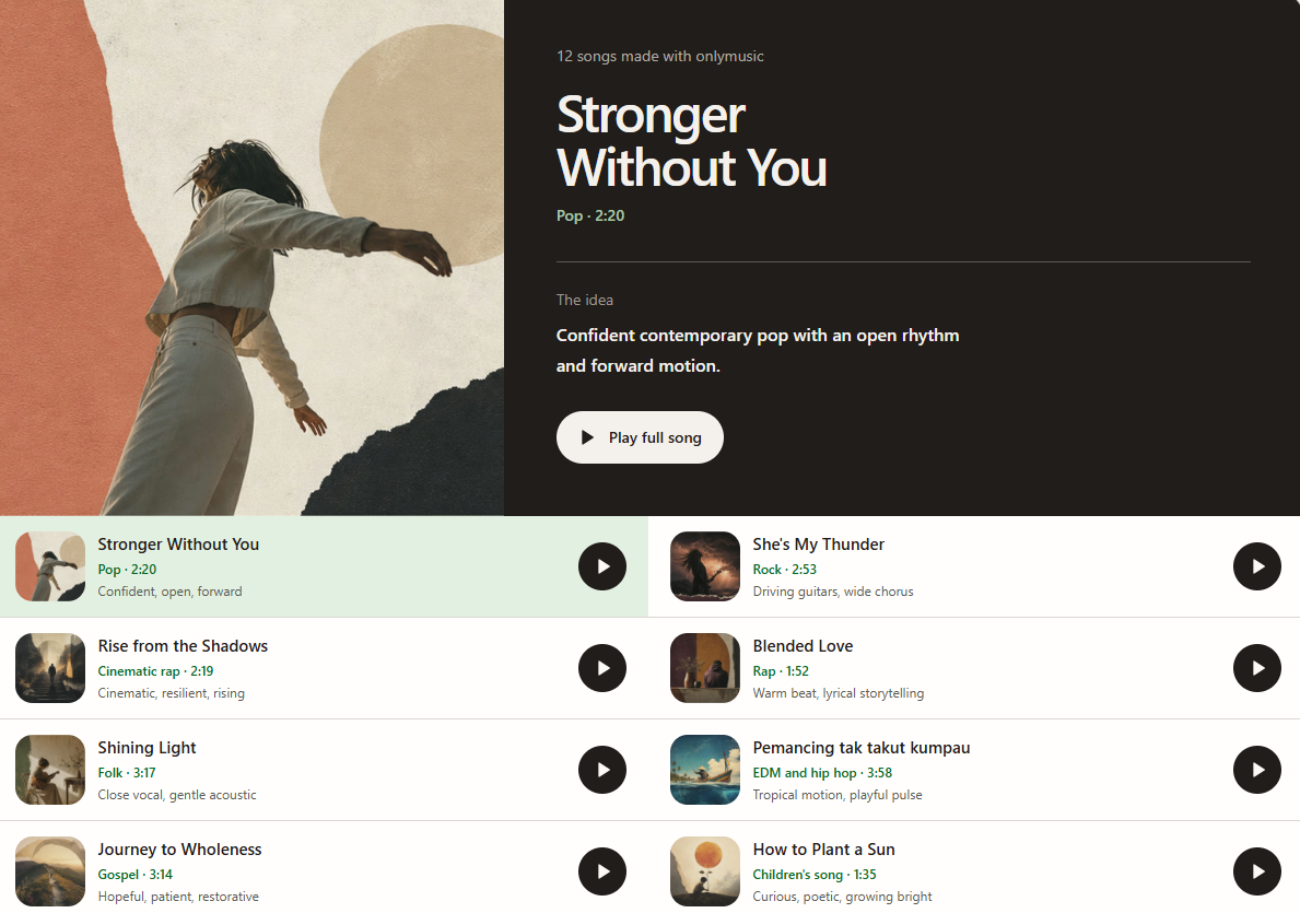 onlymusic.ai screenshot