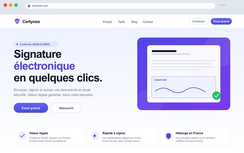 Certyneo homepage - qualified electronic signature in a few clicks
