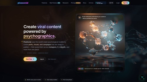 PixaSocial Ai dashboard for AI social content creation