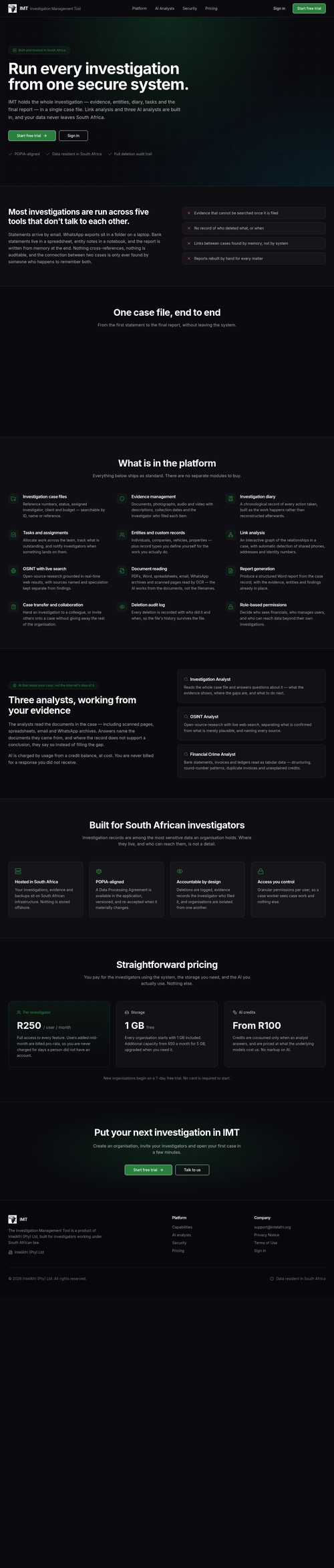 IntelAfri IMT homepage