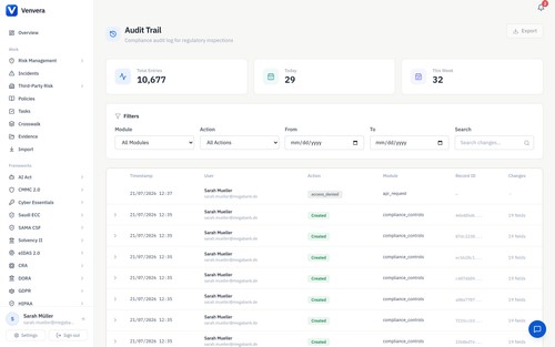 Audit Trail — Compliance Log for Regulatory Inspections