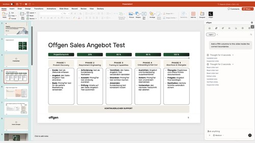 offgen AI assistant editing a native PowerPoint presentation.