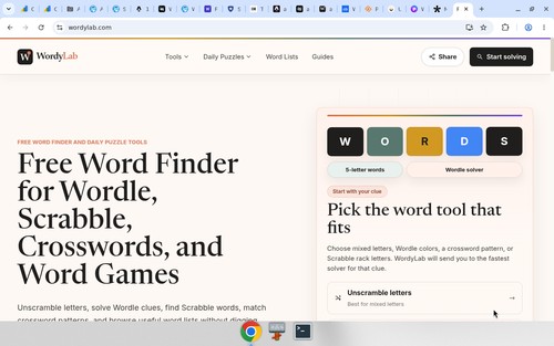 WordyLab word finder homepage — free Wordle, Scrabble, and crossword tools.