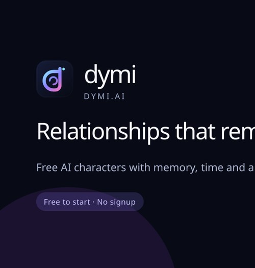 Dymi AI character companion preview — persistent memory and a living world.