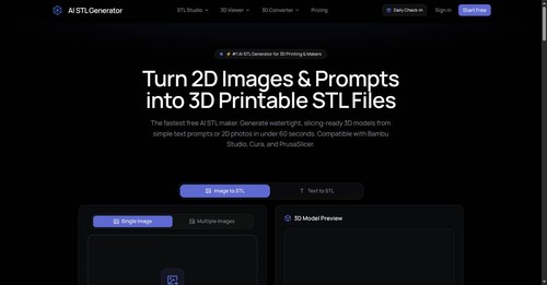AI STL Generator - turn text prompts and images into 3D printable STL files in seconds