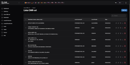 CMR Management international consignment note generator and dashboard