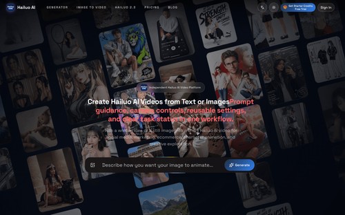 Hailuo AI product interface and video creation workspace preview.