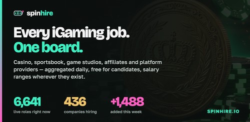 SpinHire: every iGaming job on one board, with live counts of roles and companies