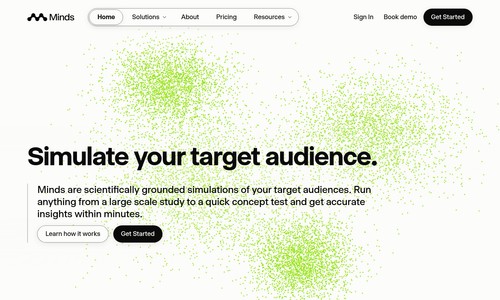 Minds homepage: simulate your target audience