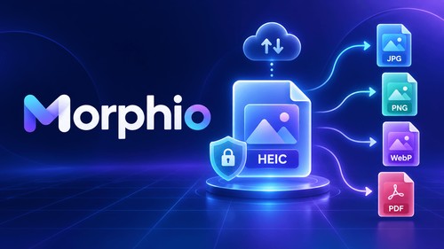 Morphio online HEIC converter and image toolkit interface.