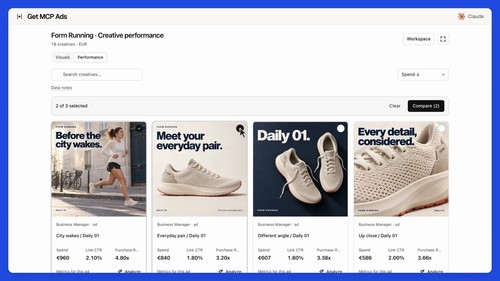 Review advertising creatives alongside campaign performance in the getmcpads creative gallery.
