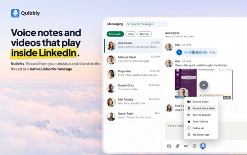 Record videos and voice notes that play inside LinkedIn DMs.