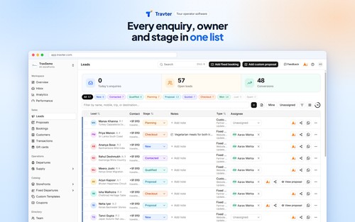 Leads list with owners, stages and follow-ups