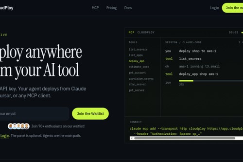 CloudPloy homepage: deploy anywhere from your AI tool.
