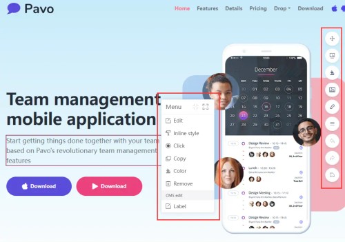 Inline Editor: Click anywhere, edit anything: instantly modify the live layout, view, content or style