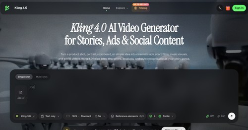 Kling 4.0 screenshot