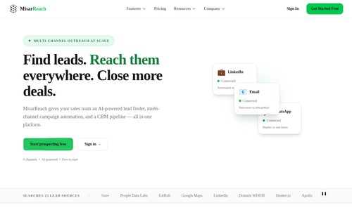 MisarReach.com home page