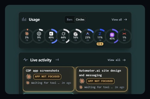 Live activity view showing which AI coding sessions need your input