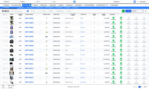 Every channel's orders in one queue, with ship-by dates and the buyer's shipping method.