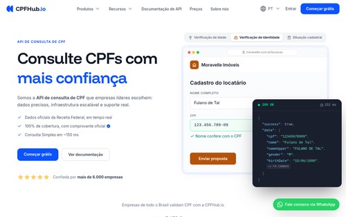 CPFHub.io screenshot